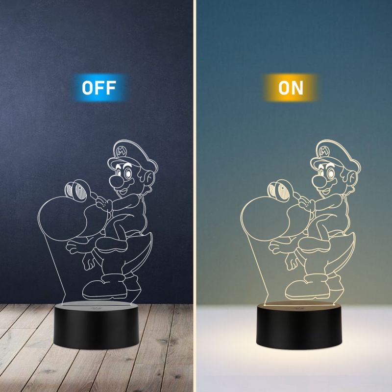 3D Illusion Mario Cartoon Night Lamp with Warm White Light  Best Gift for Children Girls Boys  Gift for Cartoon Lover